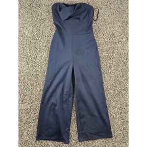 Material Girl Womens Sz XS Capri Length One Piece Jumpsuit Navy Blue Strapless